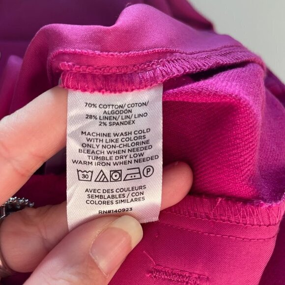 NWT Ann Taylor LOFT Pant Trouser Pink Boot Cut Flare Linen Pleat Barbiecore 10 - Picture 9 of 10